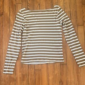 GAP Brown and White Striped Long Sleeve Top